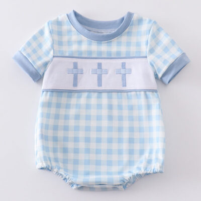 He Is Risen Blue Gingham Bubble