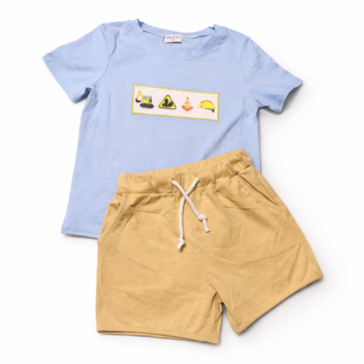 Construction Smocked Shorts Set